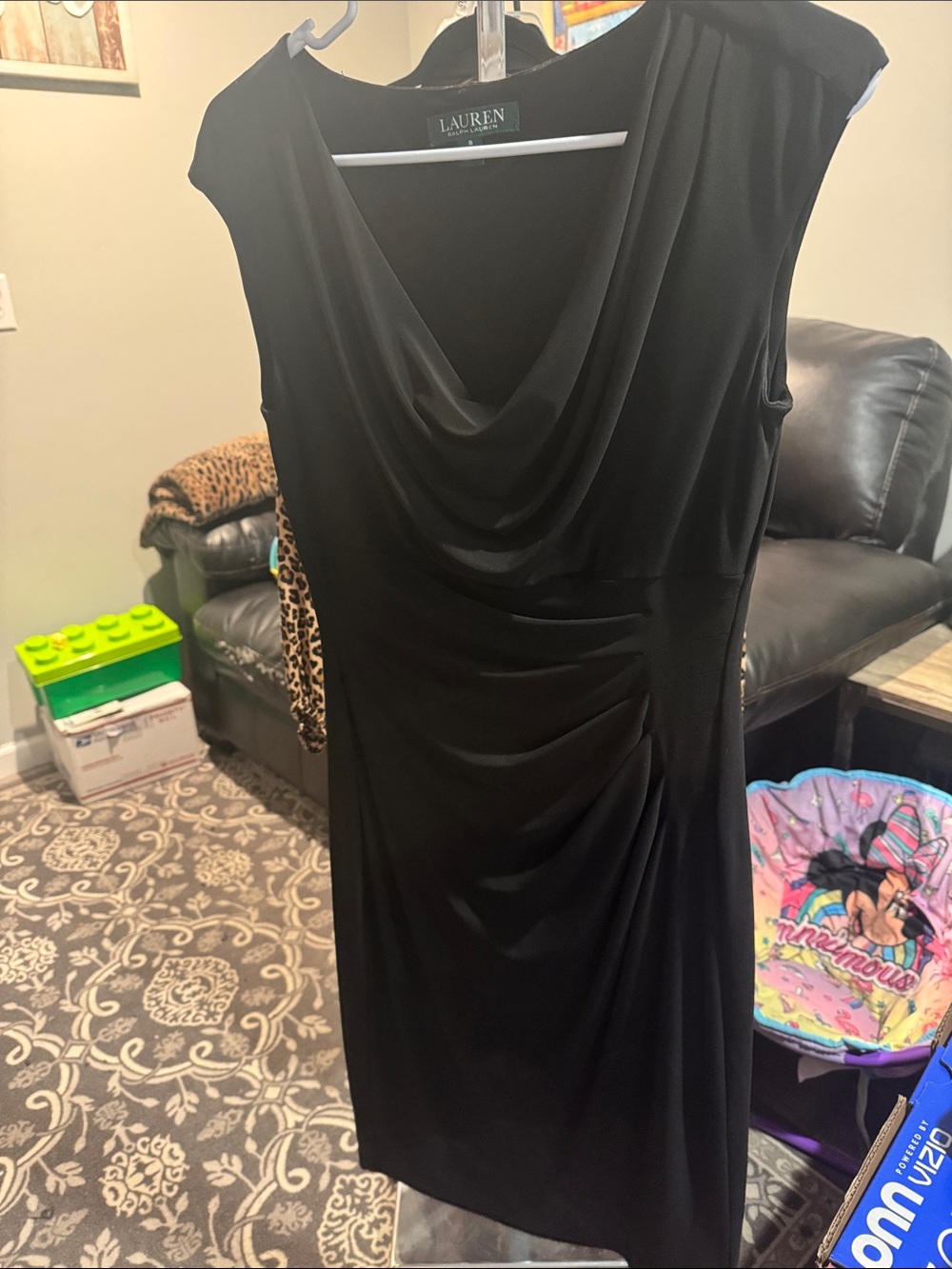 Lauren Ralph Lauren Black Cowl Neck Midi Dress